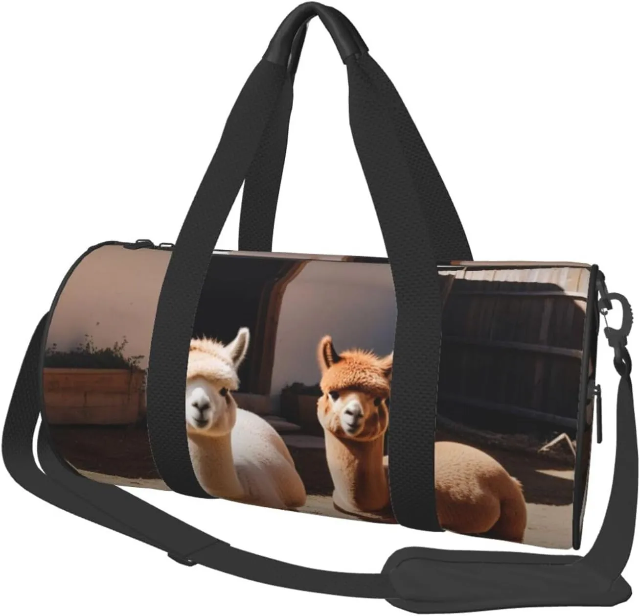 Alpacas Printed Travel Bag,Round Personal Item Storage bag,Foldie Duffel Bag for Traveling Vacation,Fitness,Sports