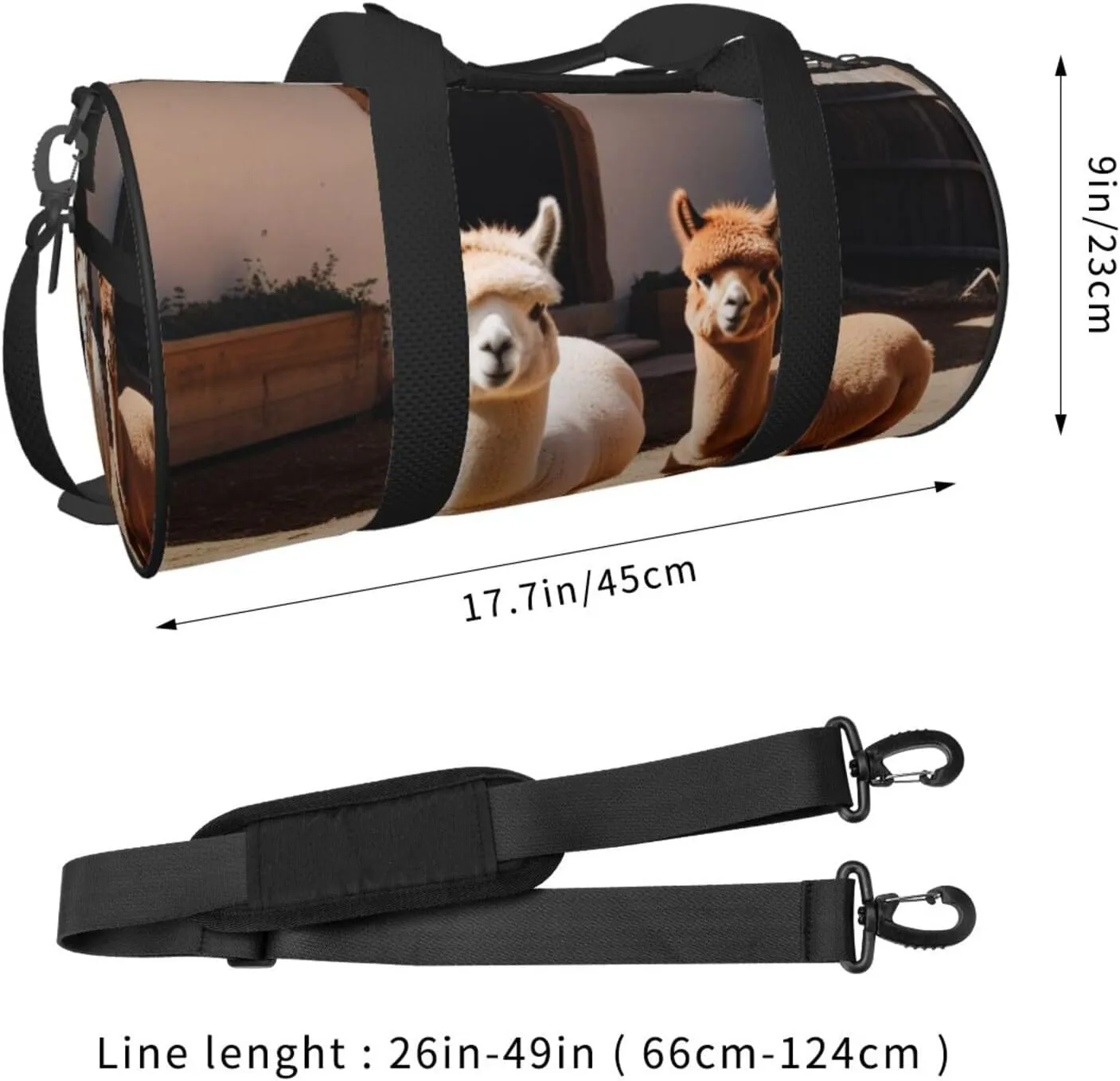 Alpacas Printed Travel Bag,Round Personal Item Storage bag,Foldie Duffel Bag for Traveling Vacation,Fitness,Sports