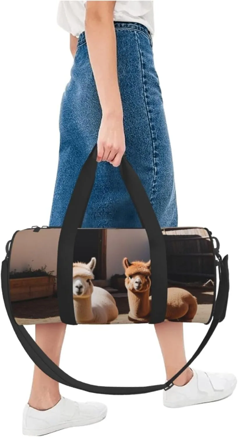 Alpacas Printed Travel Bag,Round Personal Item Storage bag,Foldie Duffel Bag for Traveling Vacation,Fitness,Sports