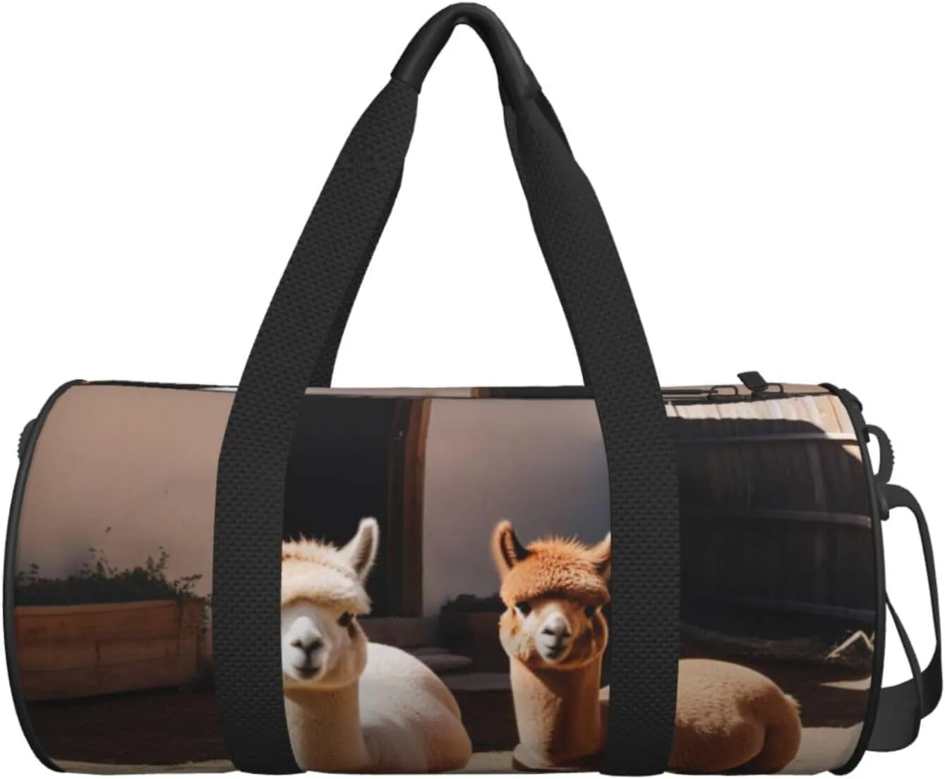 Alpacas Printed Travel Bag,Round Personal Item Storage bag,Foldie Duffel Bag for Traveling Vacation,Fitness,Sports