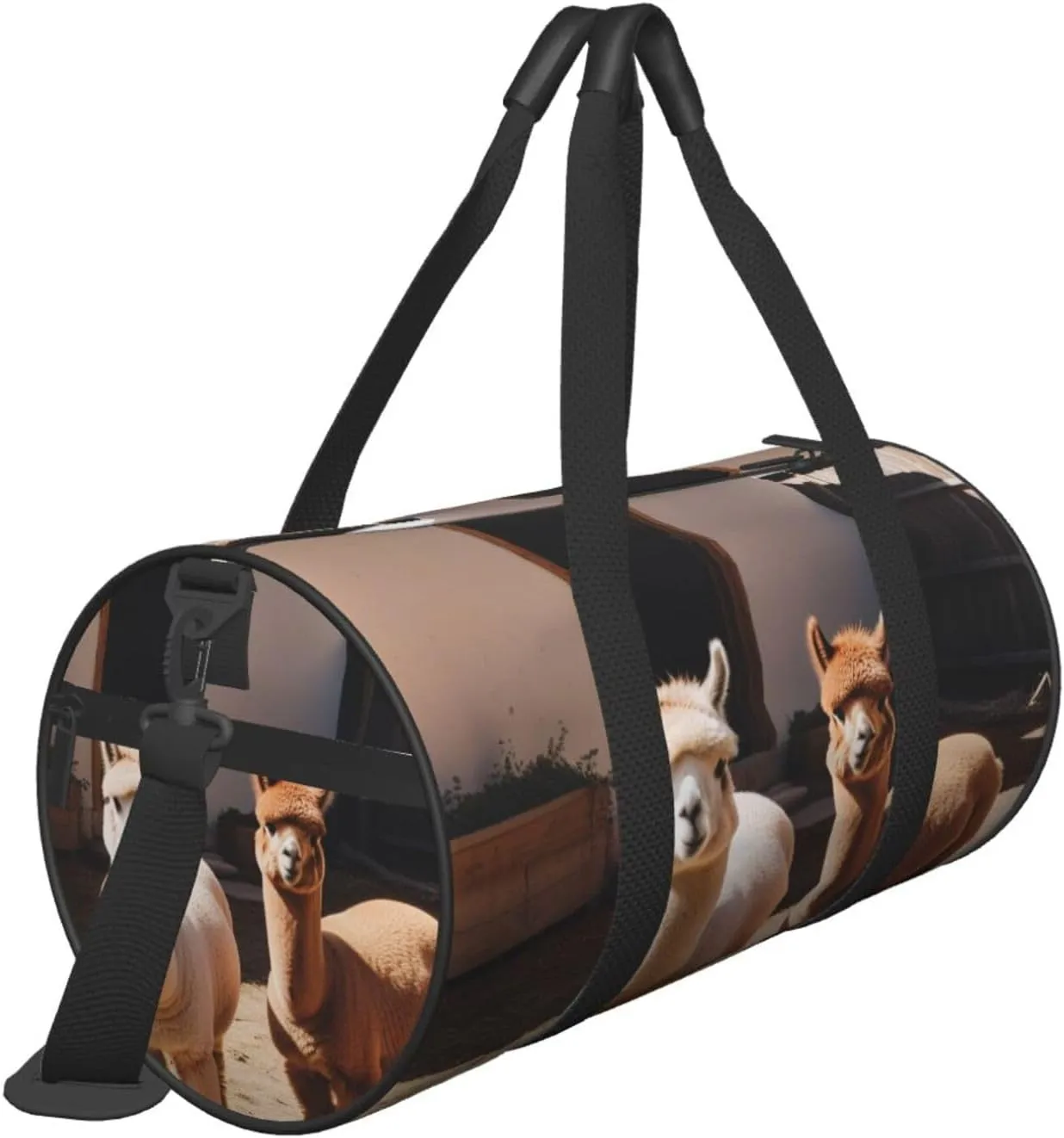 Alpacas Printed Travel Bag,Round Personal Item Storage bag,Foldie Duffel Bag for Traveling Vacation,Fitness,Sports