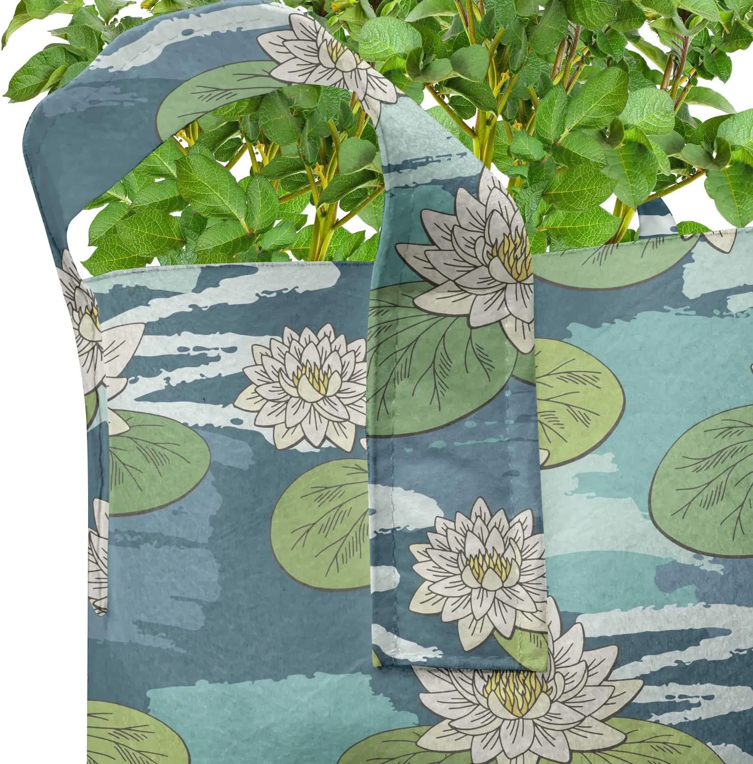 Ambesonne Floral Grow Bags 5-Pack, Water Lilies on Wetlands, Heavyduty Fabric Pots with Handles for Plants, Multicolor