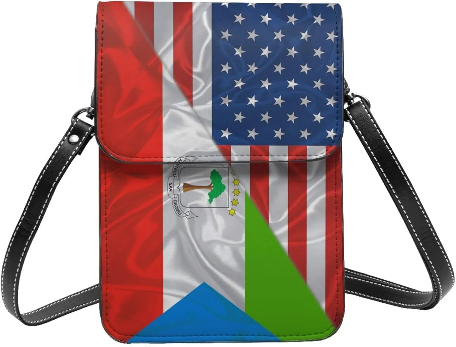 America And Equatorial Guinea Equatorial Guinean Triangle Flag Small Crossbody Bag Is A Shoulder Bag Designed For Women And Girls Cell Phone Crossbody Wallet Purses With Card Slots Adjustable Strap