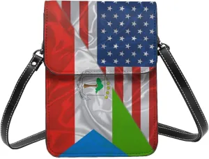 America And Equatorial Guinea Equatorial Guinean Triangle Flag Small Crossbody Bag Is A Shoulder Bag Designed For Women And Girls Cell Phone Crossbody Wallet Purses With Card Slots Adjustable Strap
