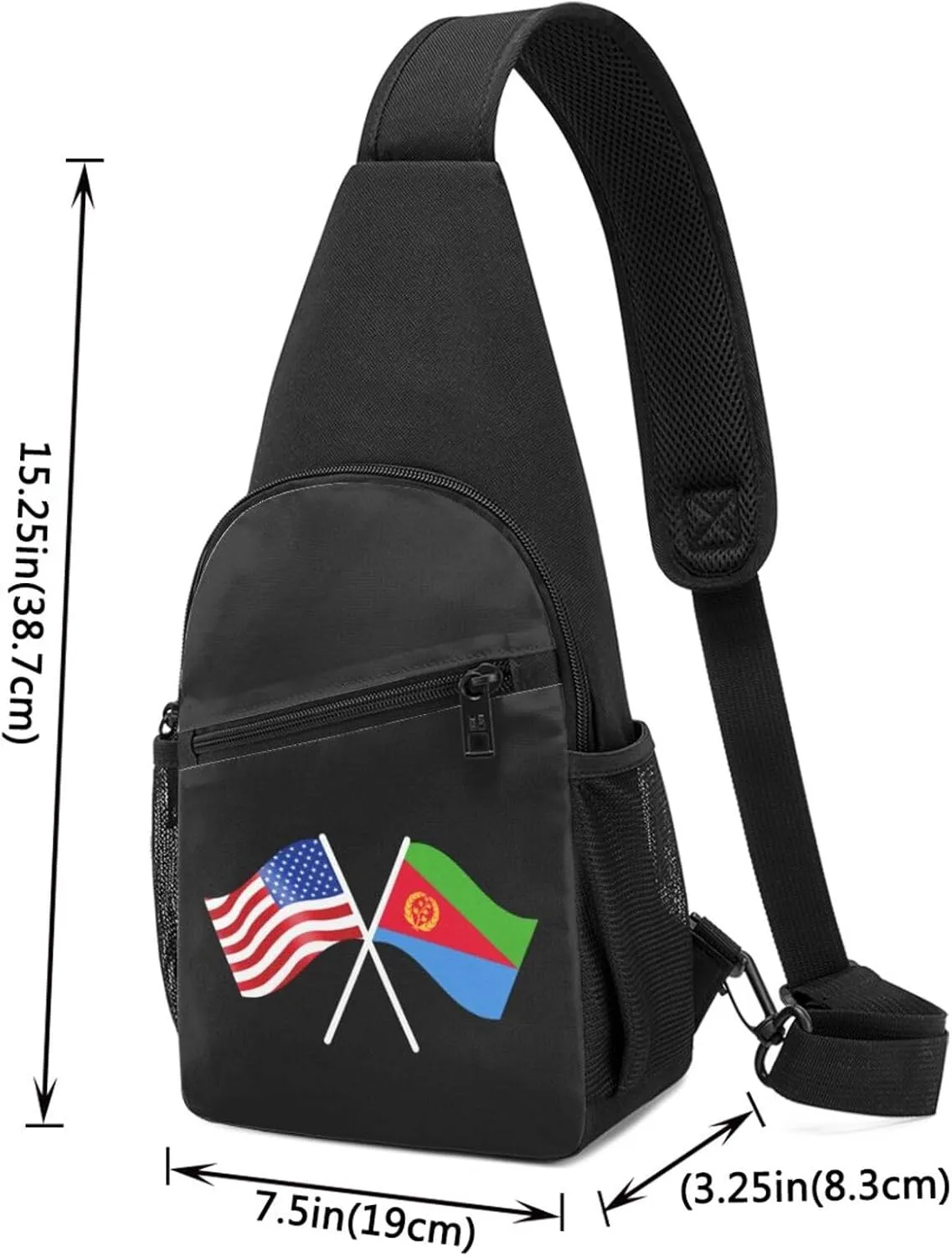 American And Eritrea Flag Chest Pack Leisure Shoulder Crossbody Chest Bag