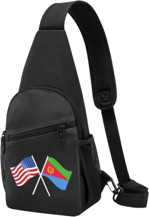 American And Eritrea Flag Chest Pack Leisure Shoulder Crossbody Chest Bag