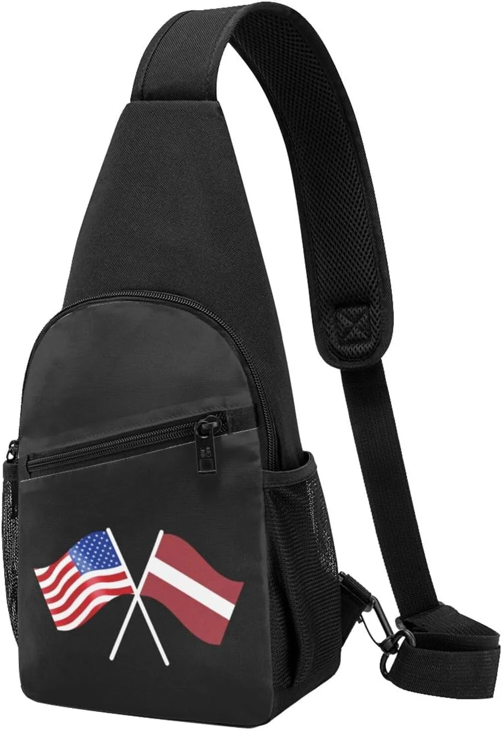 American And Latvia Flag Chest Pack Leisure Shoulder Crossbody Chest Bag