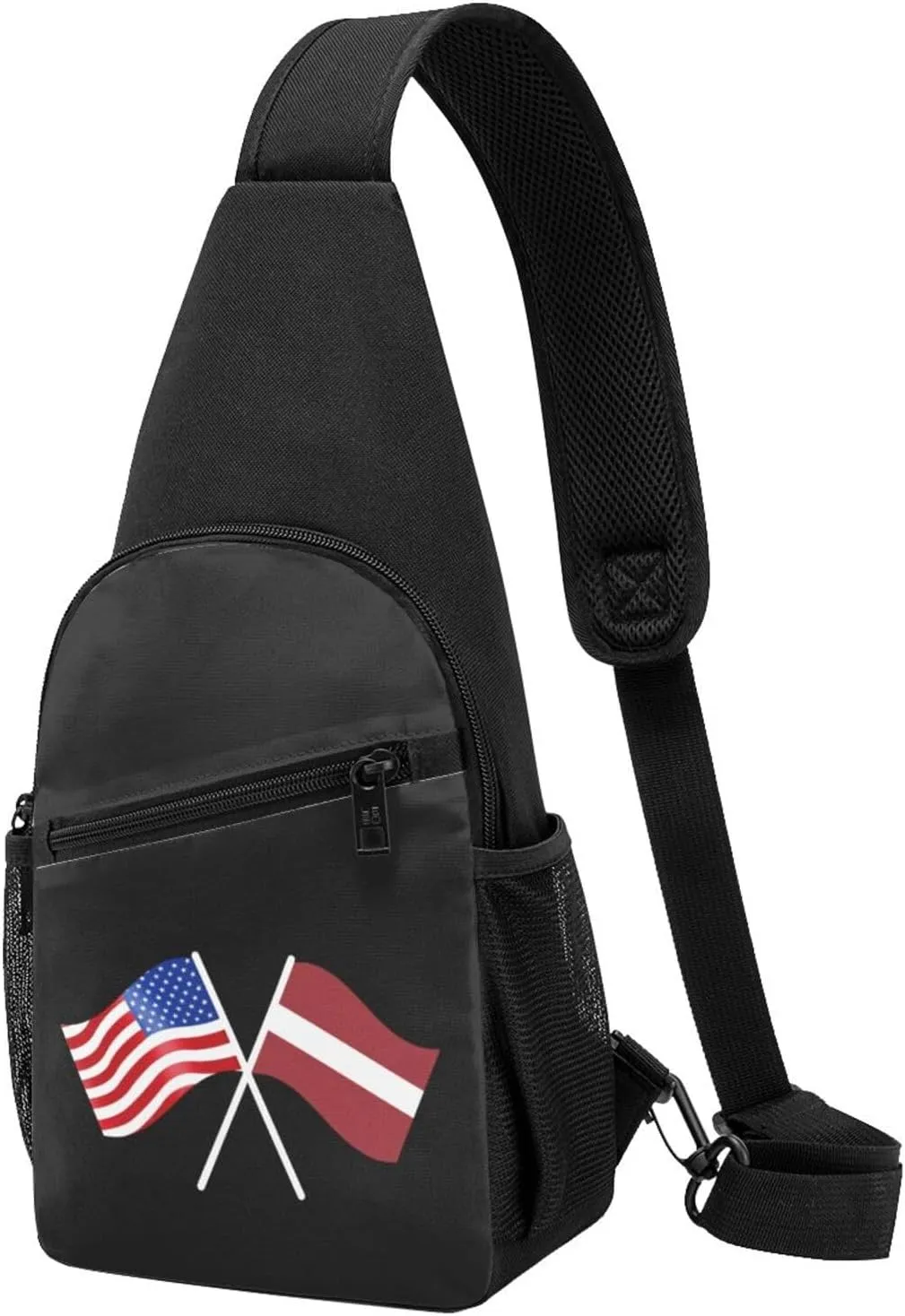 American And Latvia Flag Chest Pack Leisure Shoulder Crossbody Chest Bag
