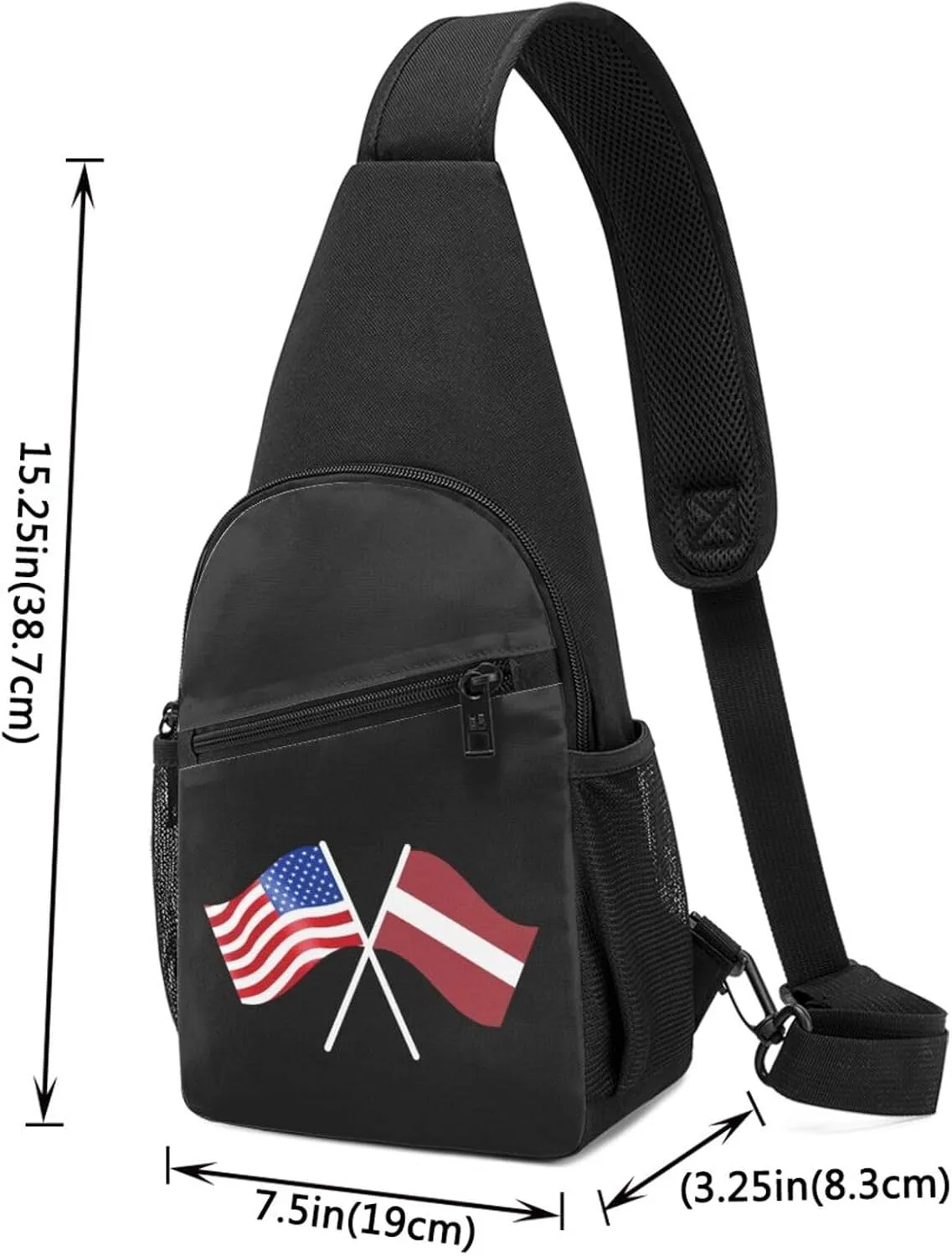 American And Latvia Flag Chest Pack Leisure Shoulder Crossbody Chest Bag
