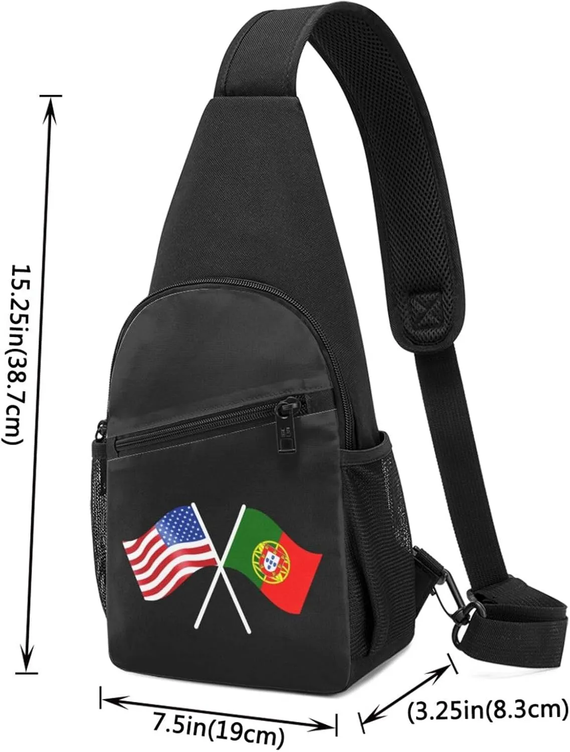 American And Portugal Flag Chest Pack Leisure Shoulder Crossbody Chest Bag