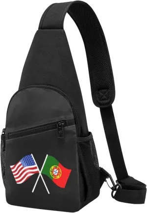 American And Portugal Flag Chest Pack Leisure Shoulder Crossbody Chest Bag