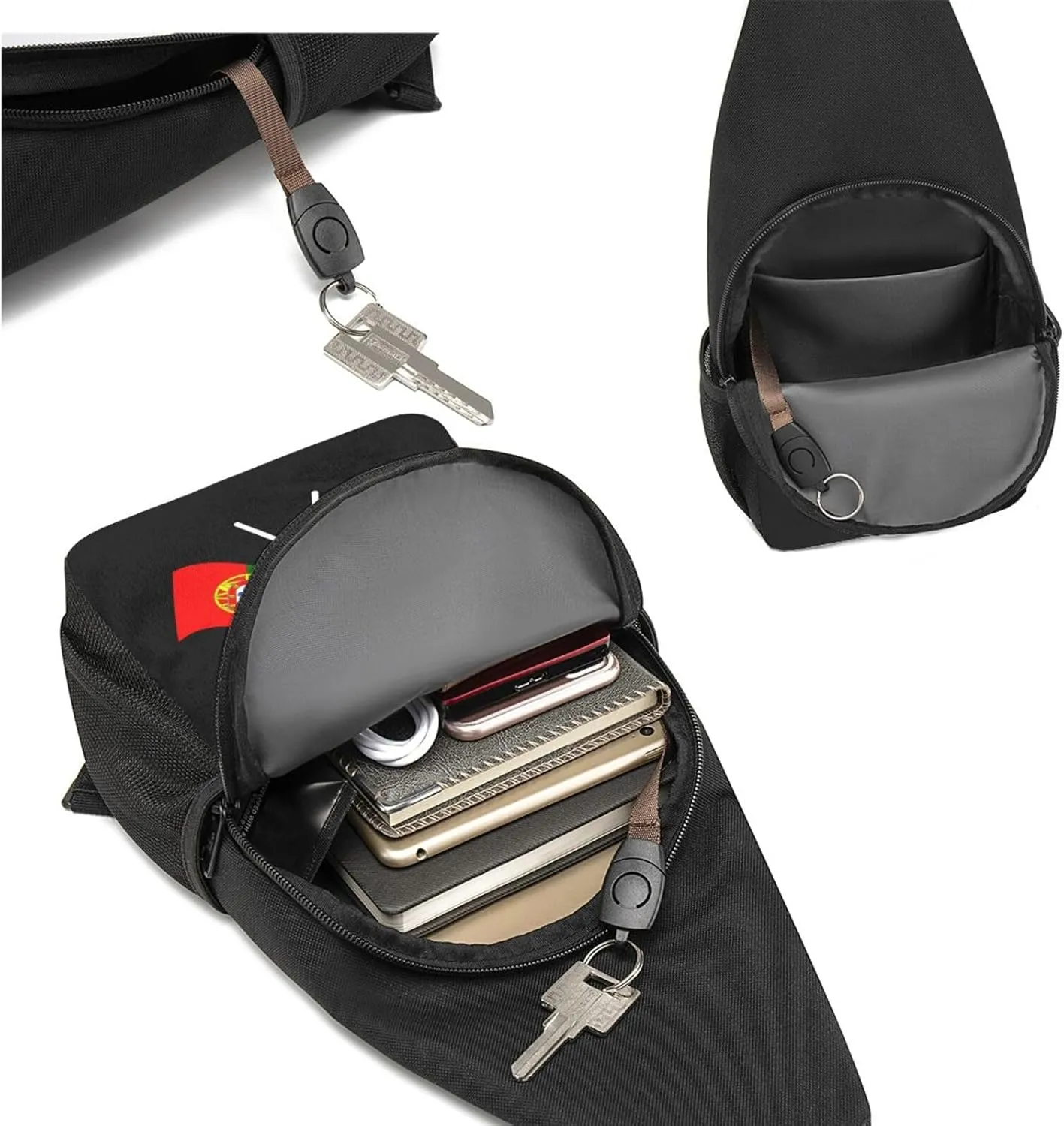American And Portugal Flag Chest Pack Leisure Shoulder Crossbody Chest Bag