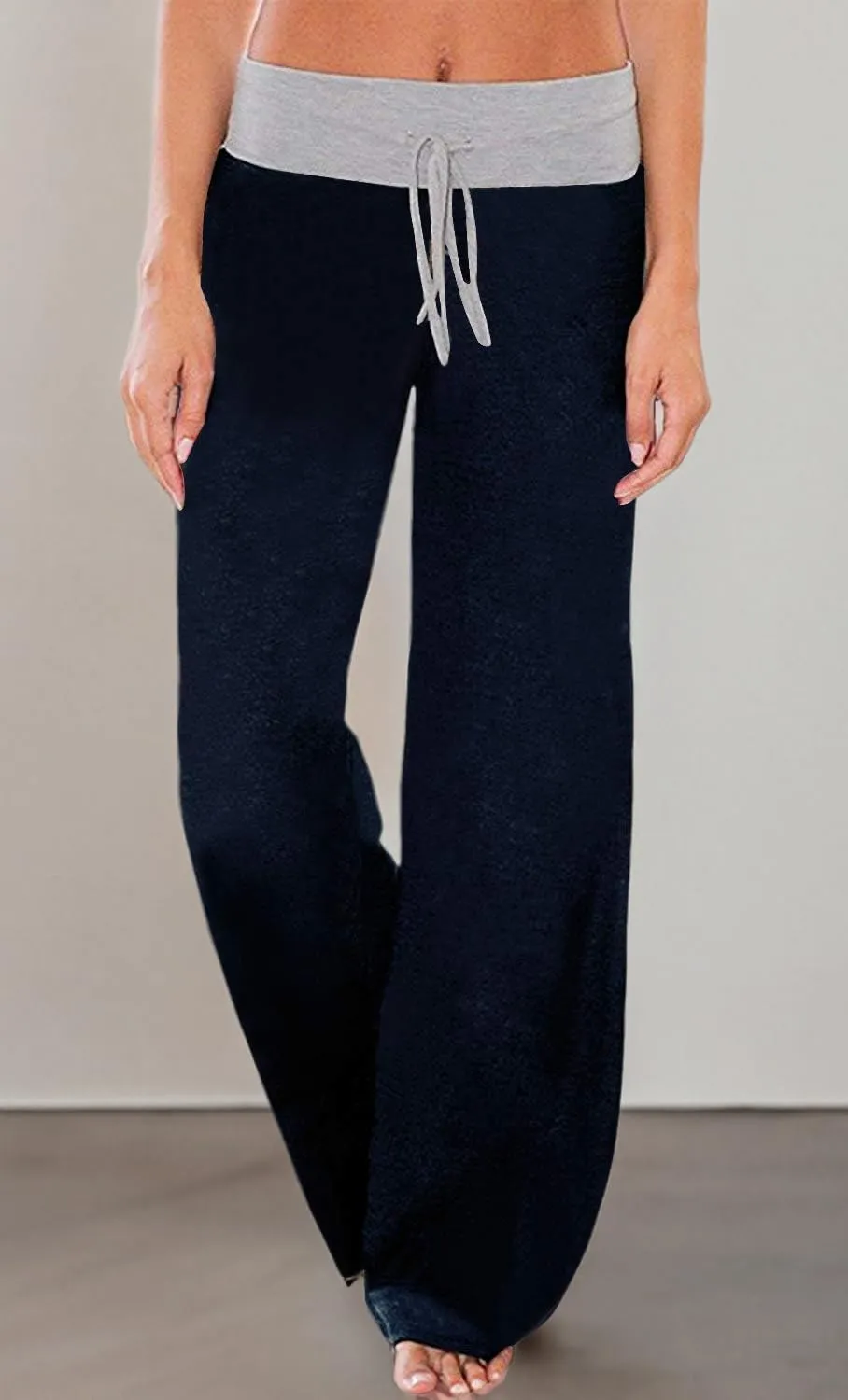 AMiERY Women's Comfy Casual Pajamas Pant Floral Printed High Waist Wide Legs Lounge Pants Trousers