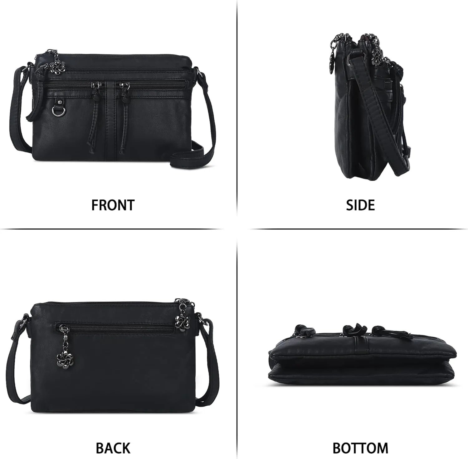 Angel Kiss Small Crossbody Bag for Women Leather Crossbody Purse Triple Compartments Cell Phone Purse Shoulder Bags for Women