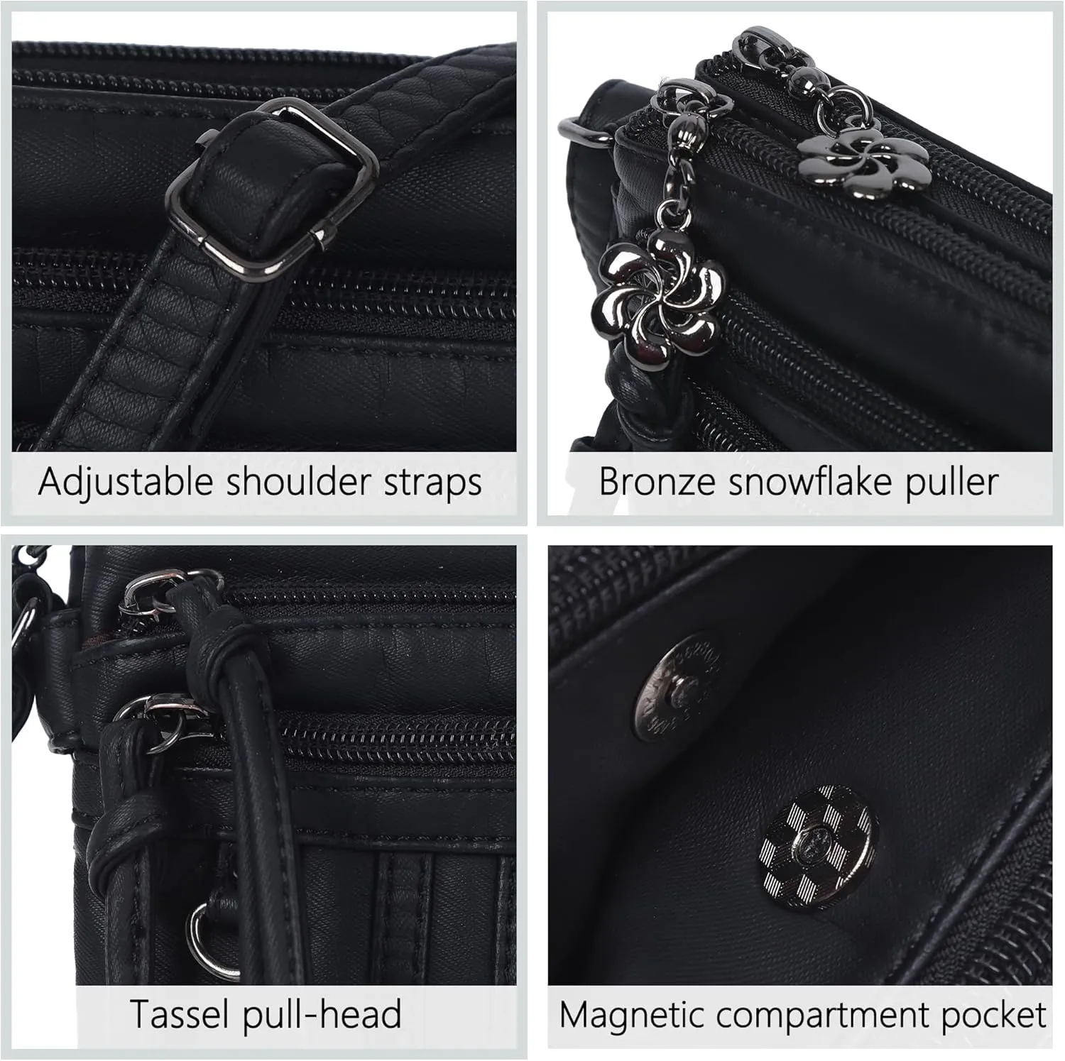 Angel Kiss Small Crossbody Bag for Women Leather Crossbody Purse Triple Compartments Cell Phone Purse Shoulder Bags for Women