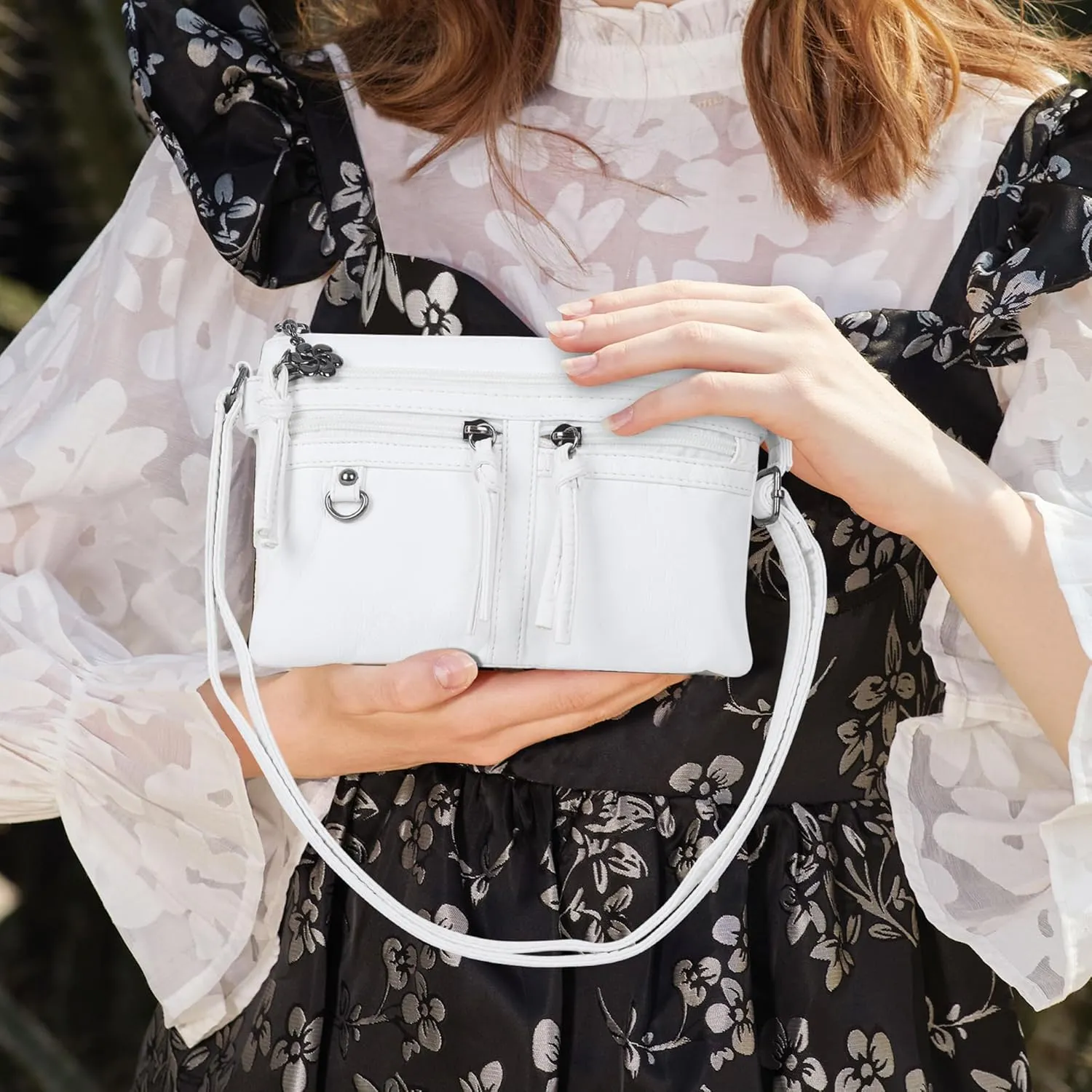 Angel Kiss Small Crossbody Bag for Women Leather Crossbody Purse Triple Compartments Cell Phone Purse Shoulder Bags for Women