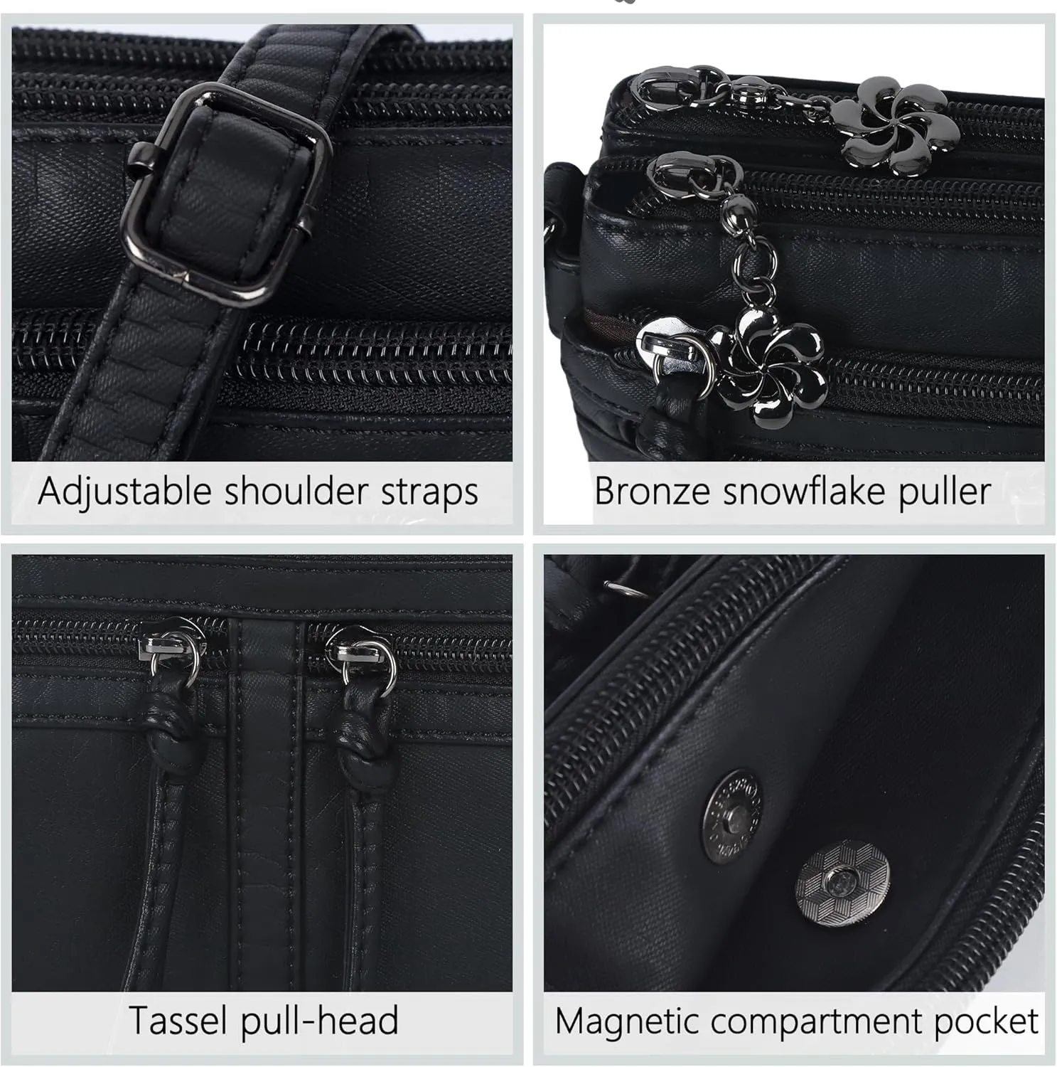 Angel Kiss Small Crossbody Bag for Women Leather Crossbody Purse Triple Compartments Cell Phone Purse Shoulder Bags for Women