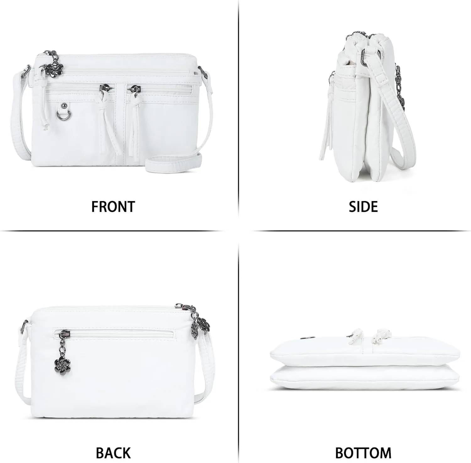Angel Kiss Small Crossbody Bag for Women Leather Crossbody Purse Triple Compartments Cell Phone Purse Shoulder Bags for Women