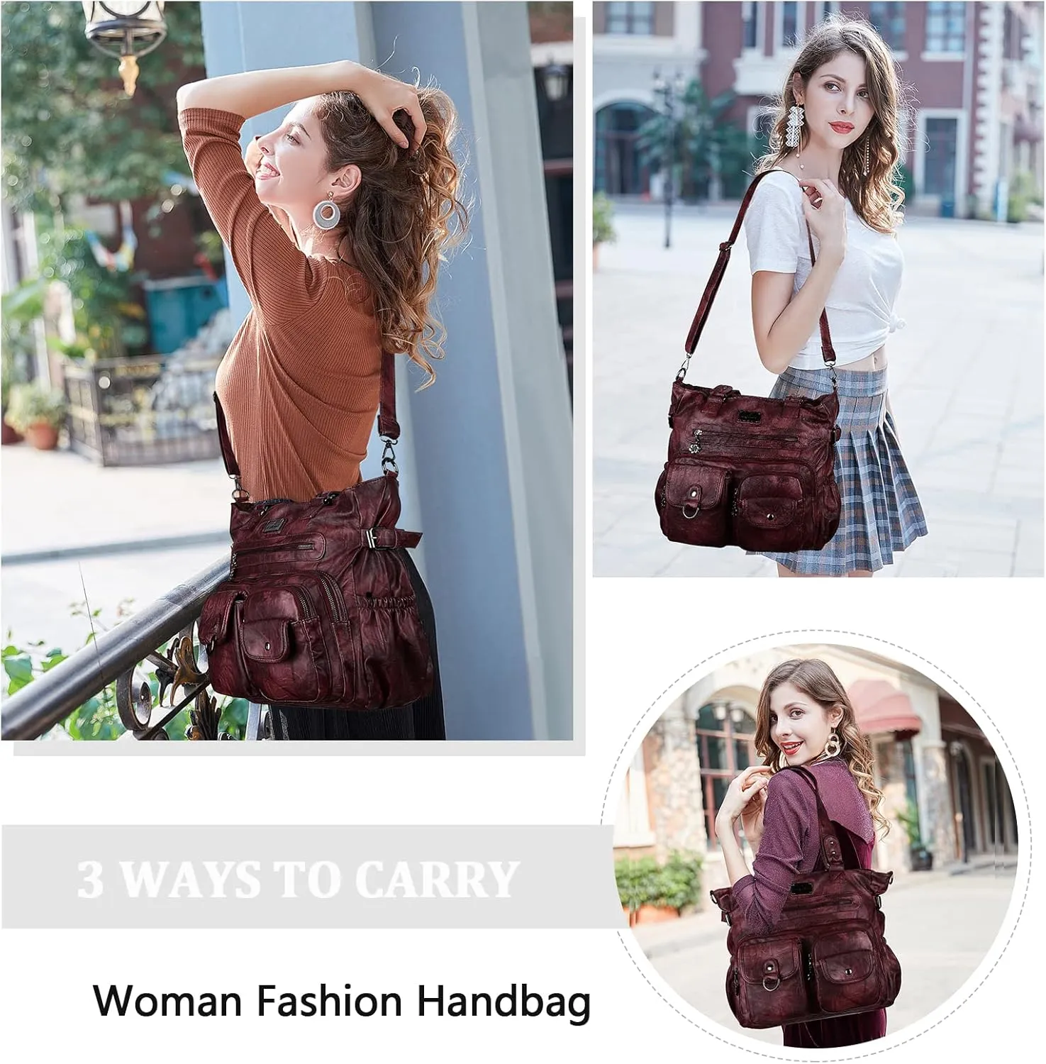 Angelkiss Purses and Handbag for Women Soft Leather Hobo Bags Satchel Shoulder Bags Ladies Tote Crossbody Bag