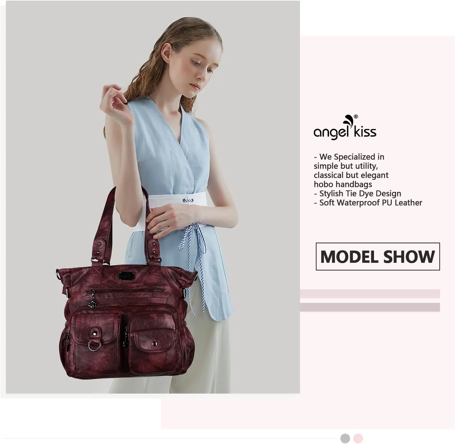 Angelkiss Purses and Handbag for Women Soft Leather Hobo Bags Satchel Shoulder Bags Ladies Tote Crossbody Bag