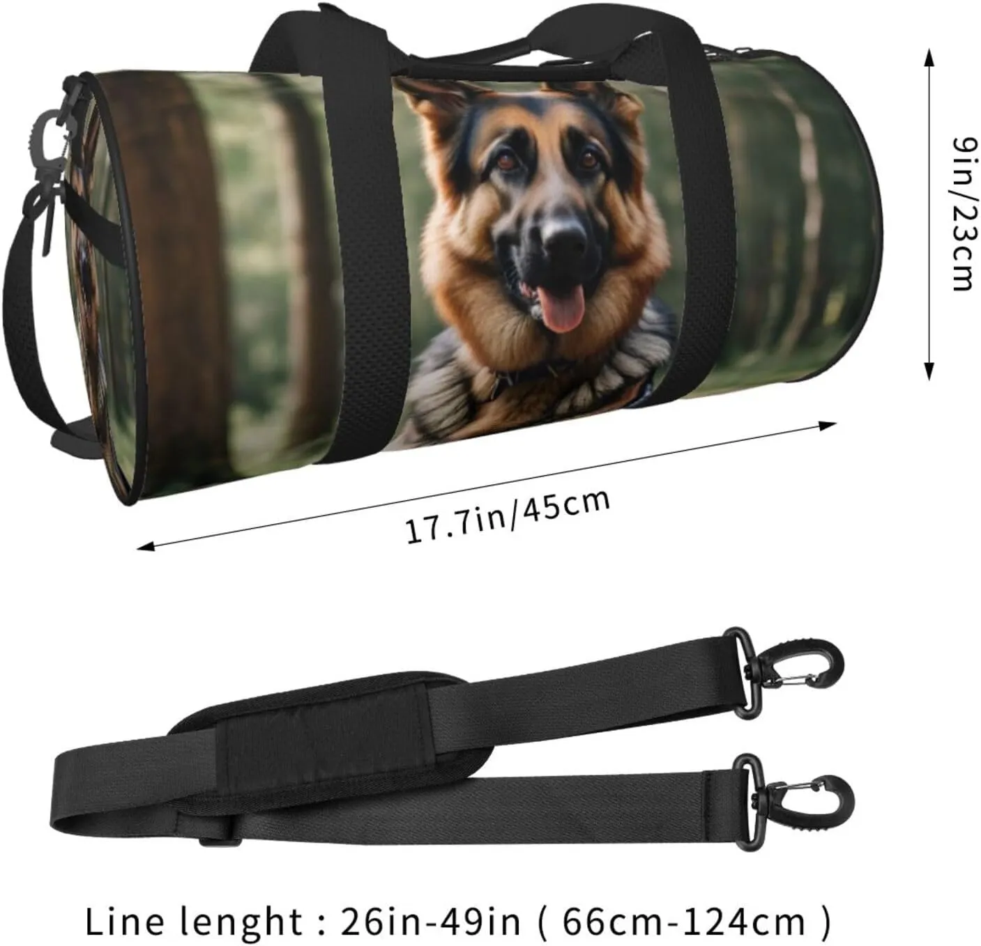 Animal german shepherd Printed Travel Bag,Round Personal Item Storage bag,Foldie Duffel Bag for Traveling Vacation,Fitness,Sports