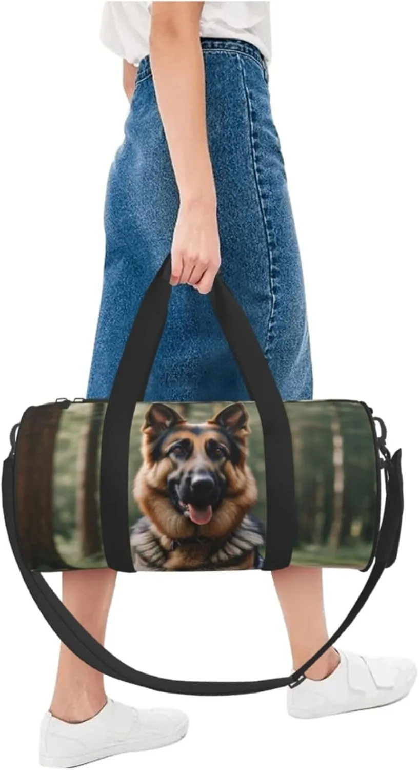 Animal german shepherd Printed Travel Bag,Round Personal Item Storage bag,Foldie Duffel Bag for Traveling Vacation,Fitness,Sports