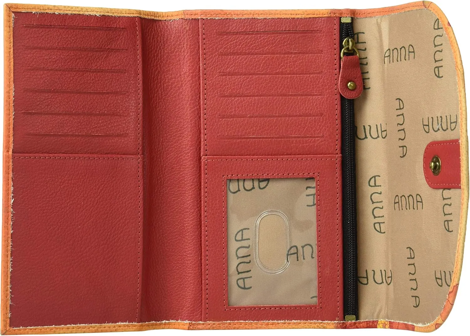 Anna by Anuschka Women's Geniune Leather Hand Painted Large Three Fold Checkbook Clutch Wallet