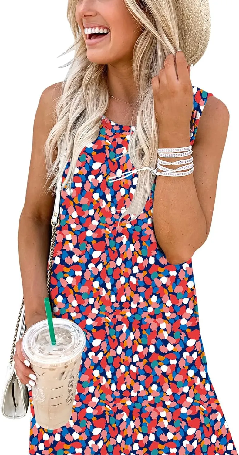 ANRABESS Women Casual Loose Sundress Sleeveless Split Maxi Long Beach Shirt Dress Travel Vacation 2025 Summer Outfits