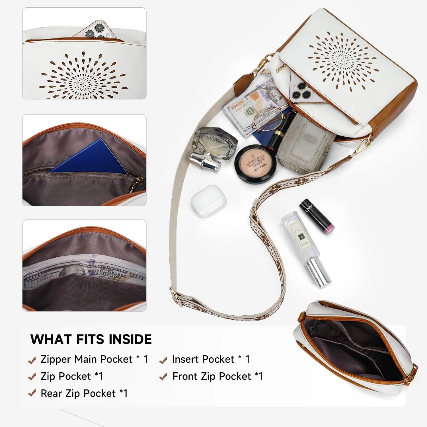 APHISON Small Crossbody Bags for Women, Triple Zip Crossbody Cell Phone Purse Shoulder Handbags with Adjustable Strap