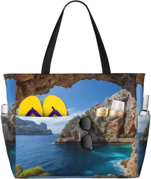 Arch in Mallorca Spain printed Large Capacity Beach Travel Bag Ladies Beach Bag Multifunctional Handbag