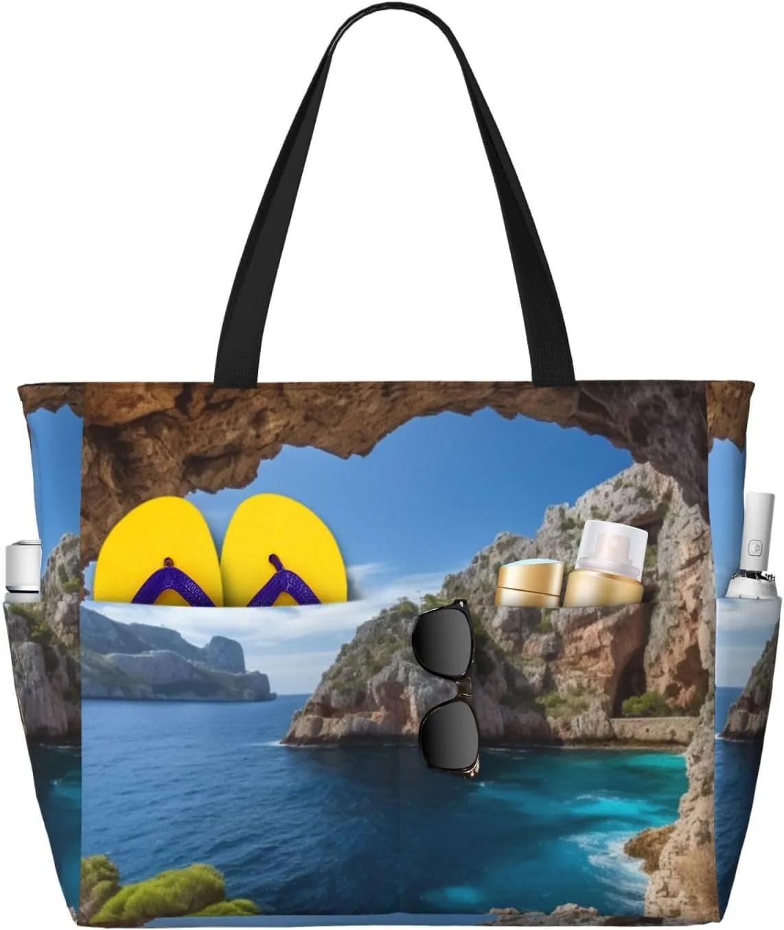 Arch in Mallorca Spain printed Large Capacity Beach Travel Bag Ladies Beach Bag Multifunctional Handbag