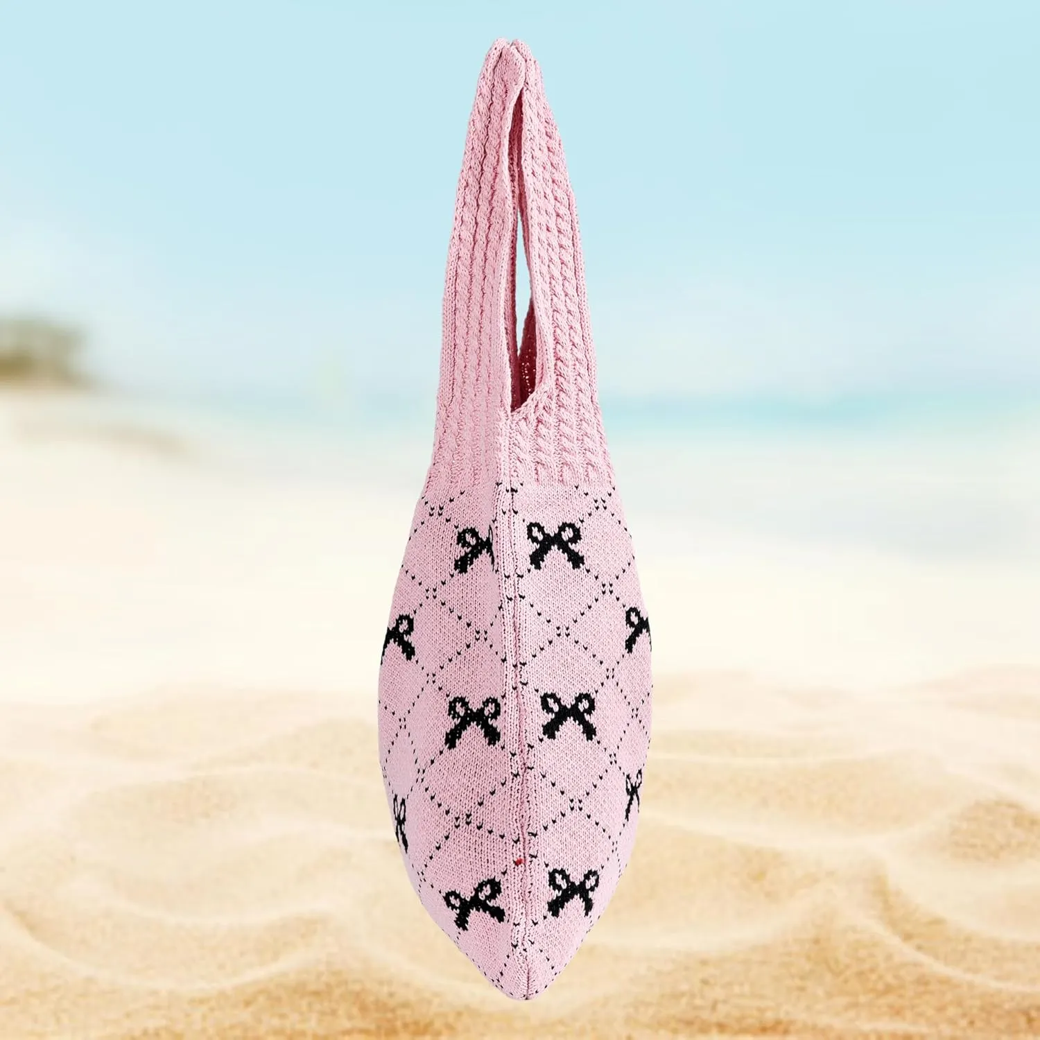 Aroghehiz Beach Bags for Women Crochet Tote Bag Summer Vacation Aesthetic Tote Knit Bag