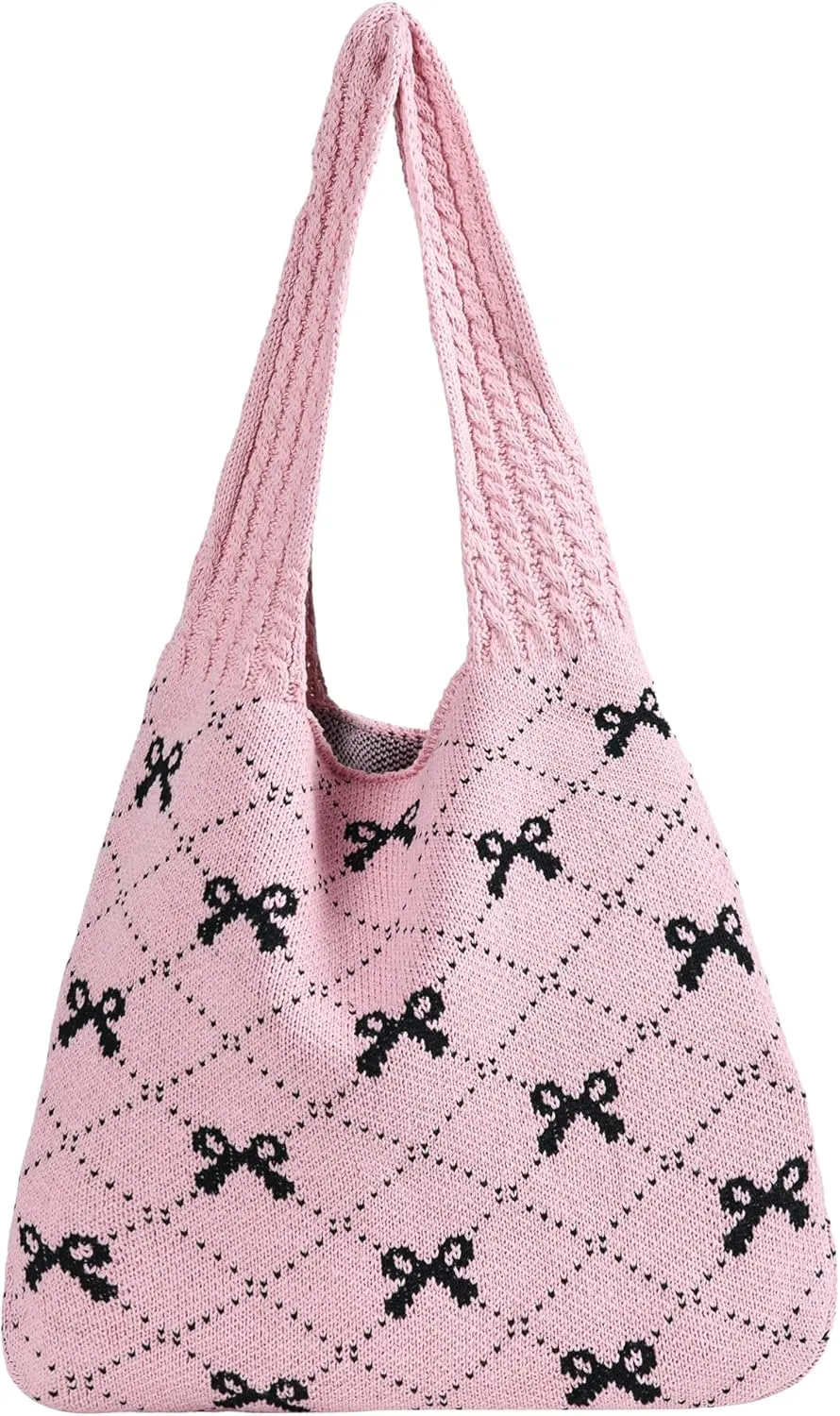 Aroghehiz Beach Bags for Women Crochet Tote Bag Summer Vacation Aesthetic Tote Knit Bag