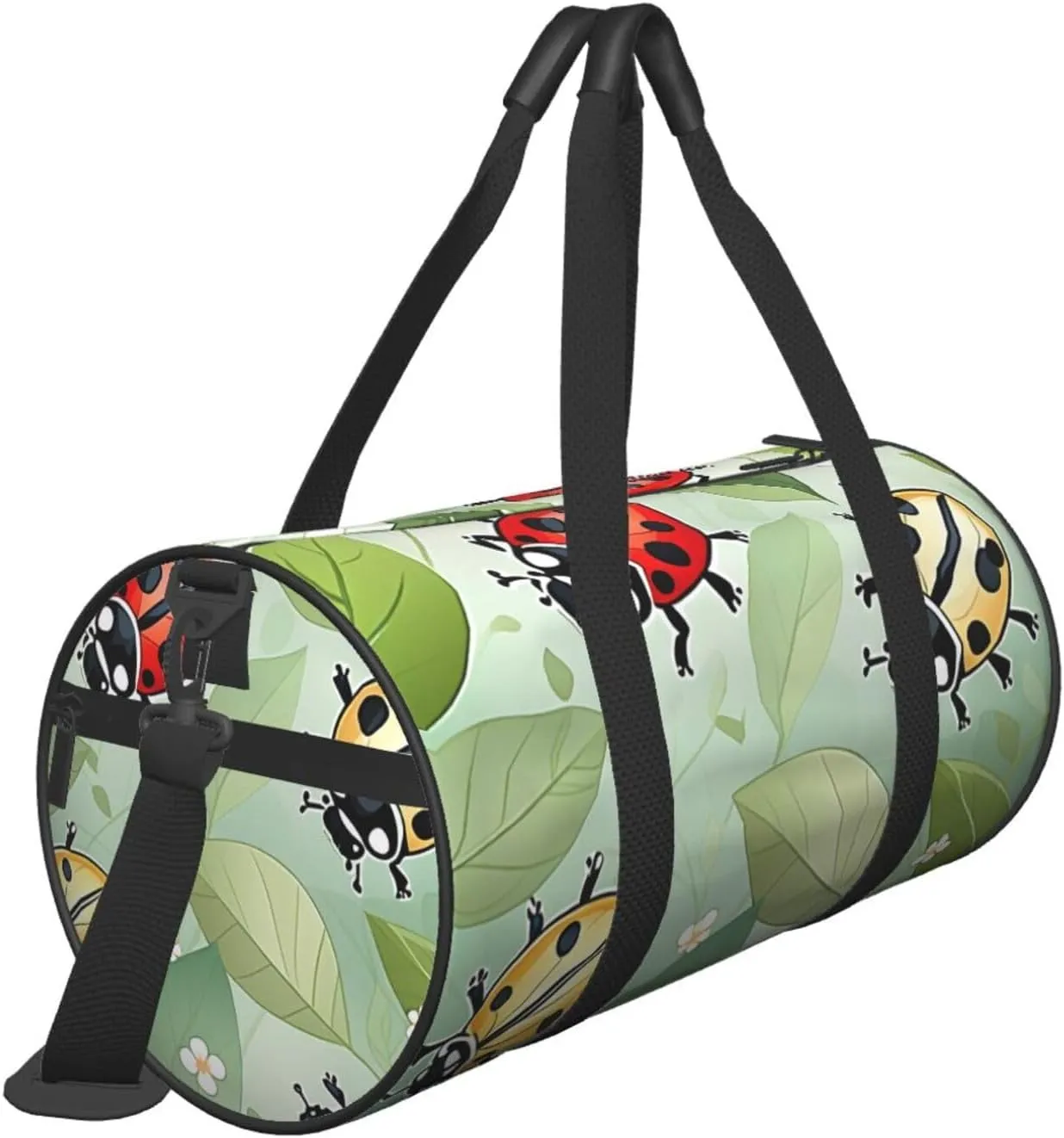 Art Ladybug Tracks Printed Travel Bag,Round Personal Item Storage bag,Foldie Duffel Bag for Traveling Vacation,Fitness,Sports