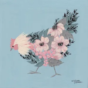 ArtDirect Blue Floral Hen 11x11 UnFramed Art Print Poster Ready for Framing by Norman, Michele