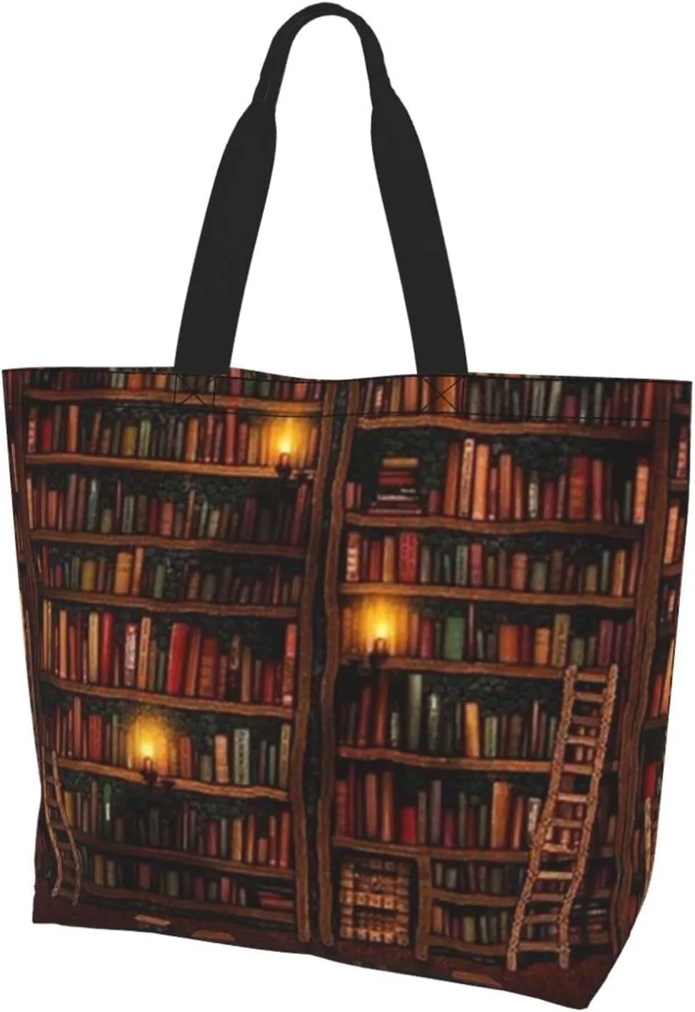 ASYG Books Tote Shoulder Bag Library Grocery Bags Storage Handle Shopping Bag Portable Cute Bag