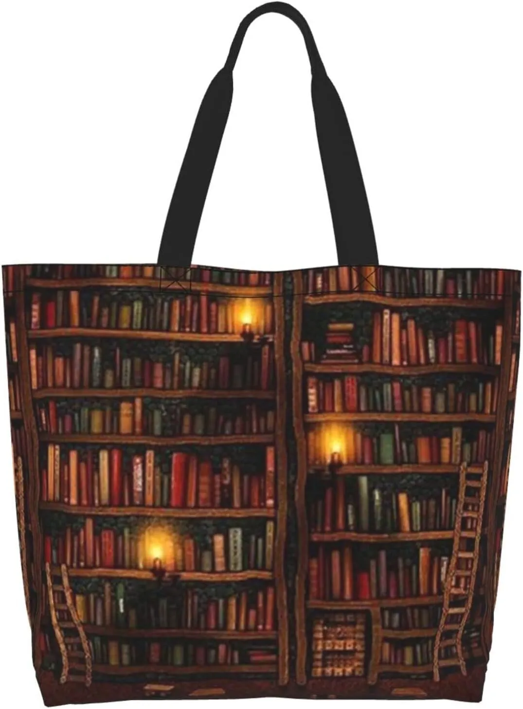 ASYG Books Tote Shoulder Bag Library Grocery Bags Storage Handle Shopping Bag Portable Cute Bag