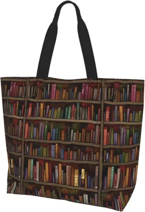 ASYG Books Tote Shoulder Bag Library Grocery Bags Storage Handle Shopping Bag Portable Cute Bag
