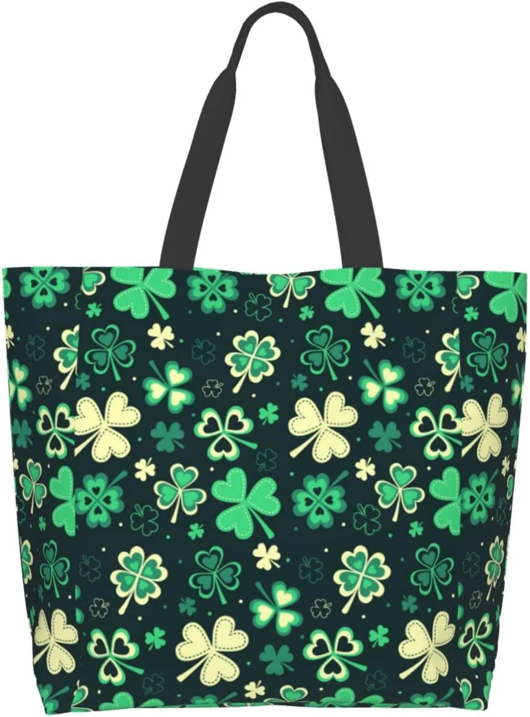 ASYG St Patrick Tote Shoulder Bag Green Clover Grocery Bags Storage Handle Shopping Bag Portable Bag