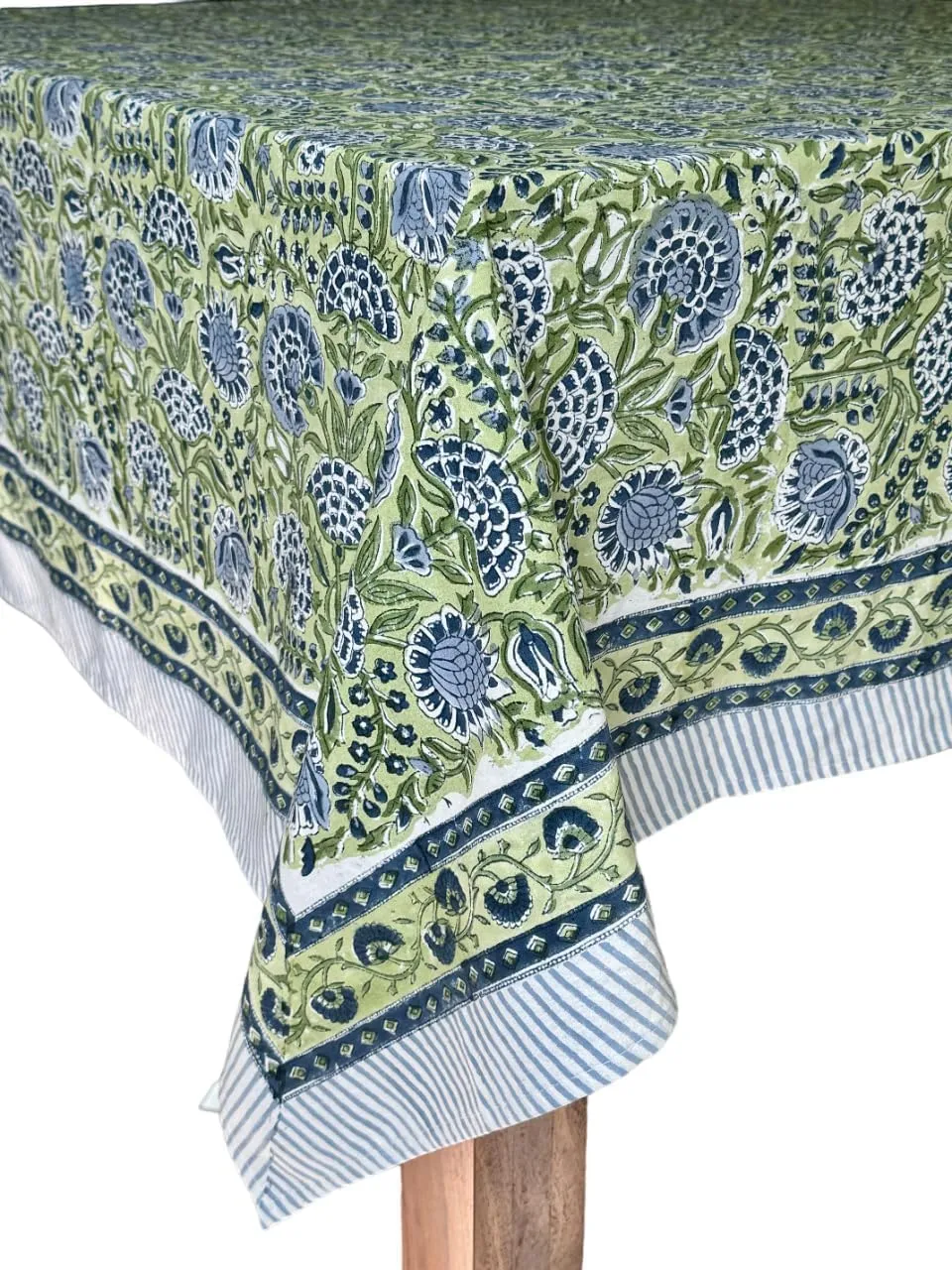 ATOSII Amara 100% Cotton Fall Tablecloth, Handblock Floral Print Rectangle Linen for Kitchen Dining I Parties Wedding Outdoors Picnics Easter I Spring Summer 72 X 108 Inches I 8 Seater Table