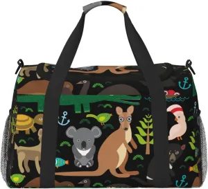 Australia Animals Set Travel Duffle Bag Carry On Duffle Bags For Womens & Mens Travel Overnight Bag Tote Bag Yoga Gym Bag