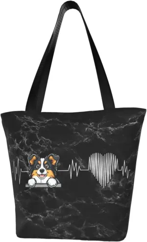Australian Shepherd Heartbeat Fashion Shoulder Bag Large Capacity For Man Or Woman