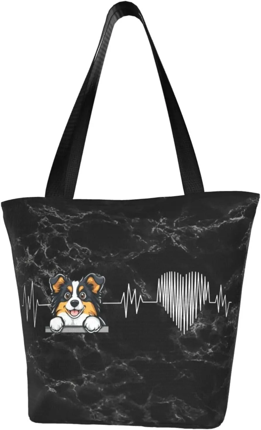 Australian Shepherd Heartbeat Fashion Shoulder Bag Large Capacity For Man Or Woman