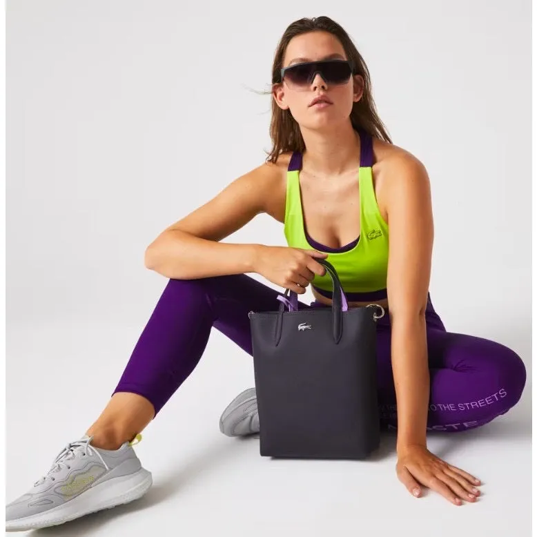 AUTHENTIC/ORIGINAL Lacoste Women's Anna Reversible Canvas Tote Bag in Black/Purple