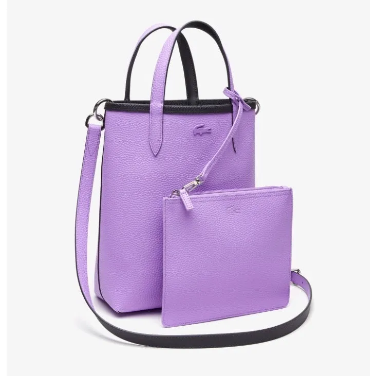 AUTHENTIC/ORIGINAL Lacoste Women's Anna Reversible Canvas Tote Bag in Black/Purple