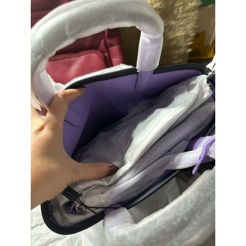 AUTHENTIC/ORIGINAL Lacoste Women's Anna Reversible Canvas Tote Bag in Black/Purple