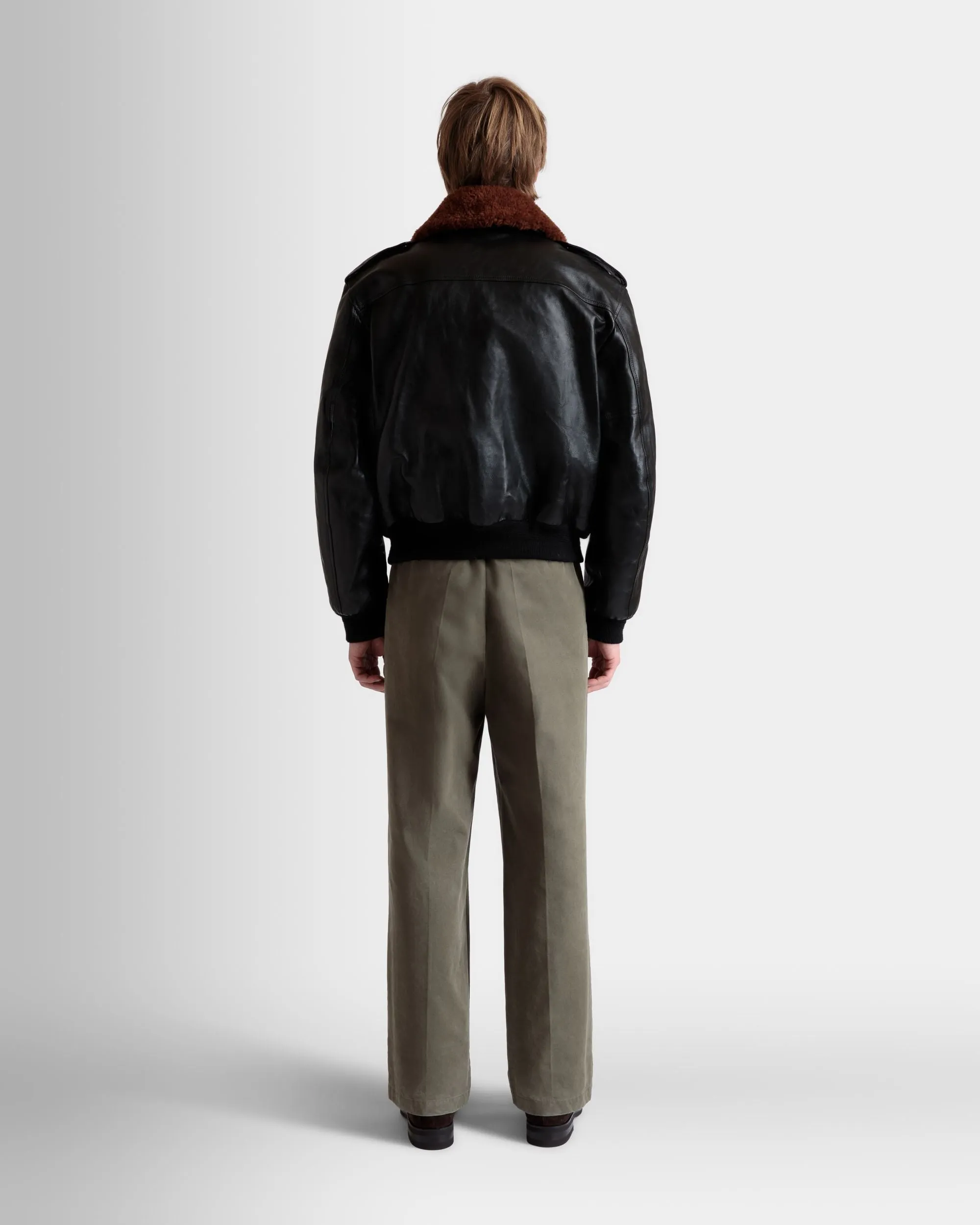 Aviator Jacket In Black Leather