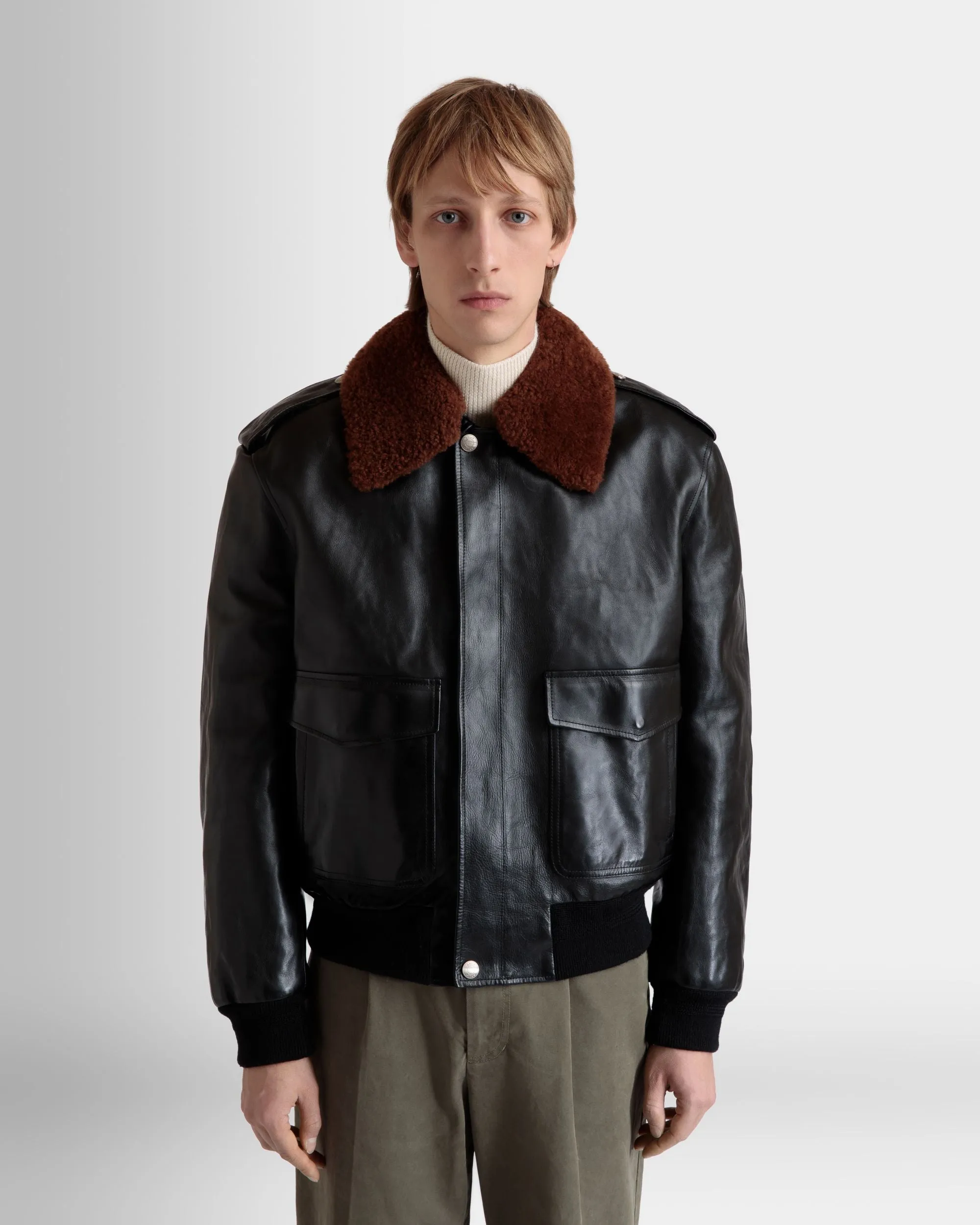 Aviator Jacket In Black Leather