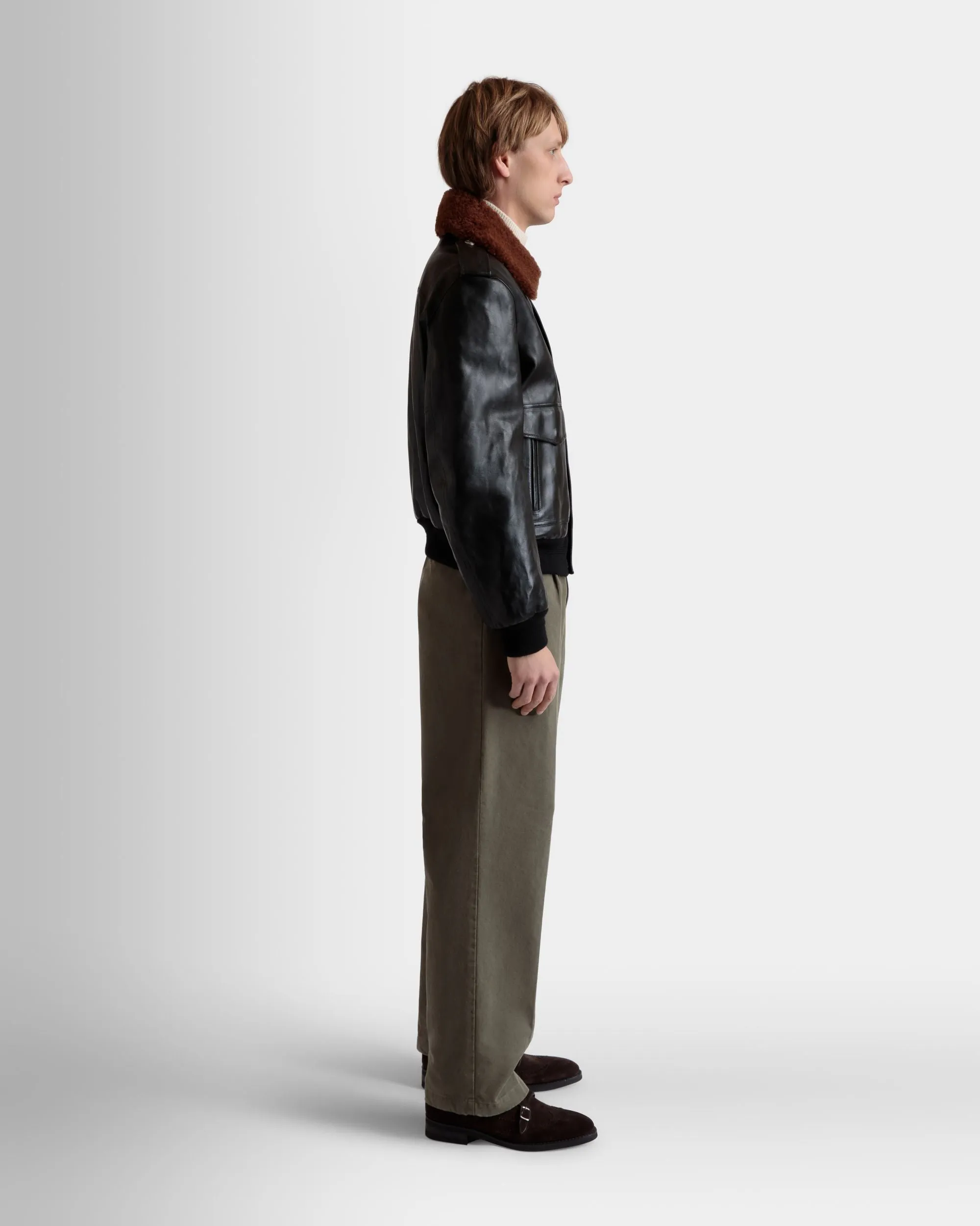 Aviator Jacket In Black Leather