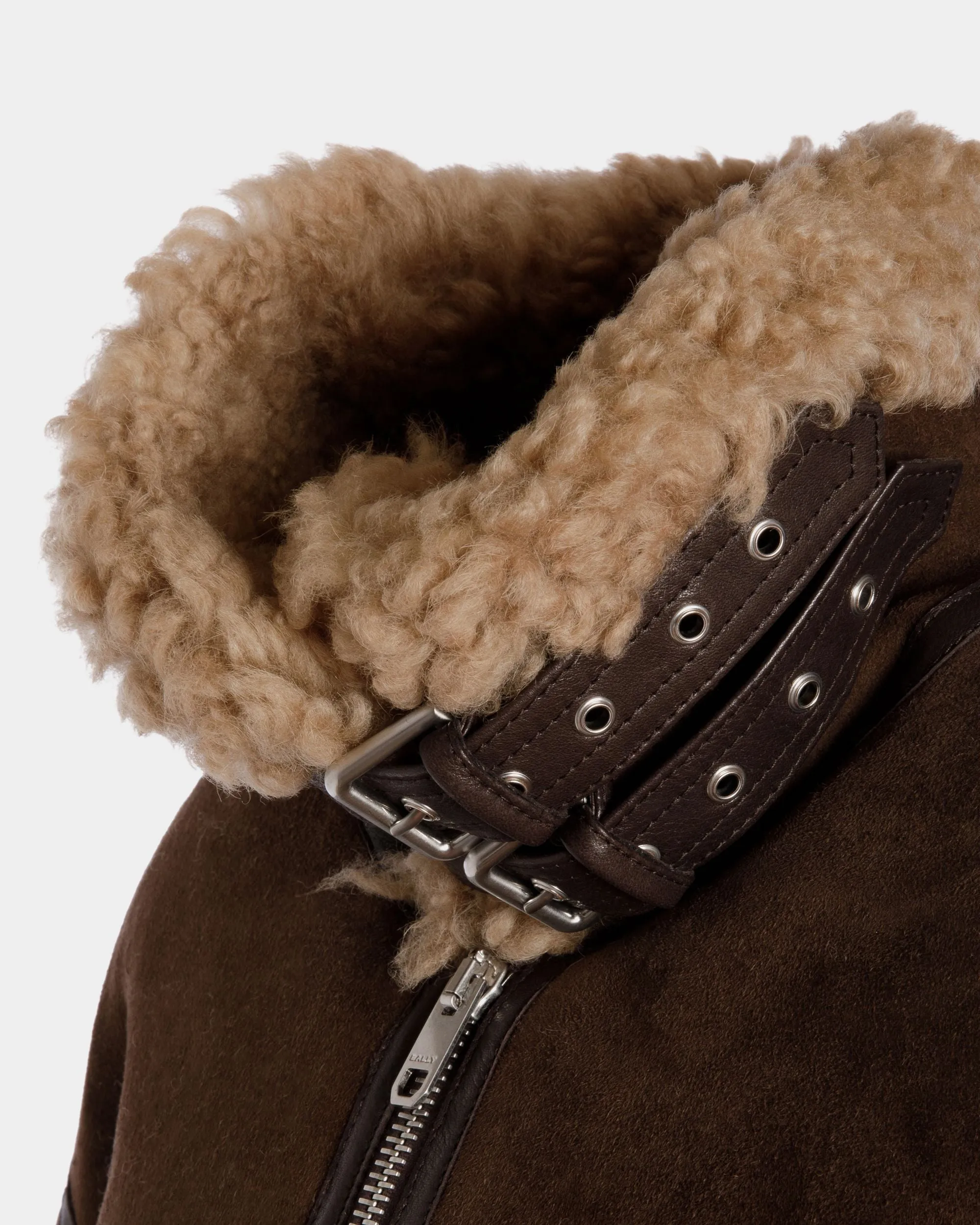 Aviator Jacket In Brown Shearling
